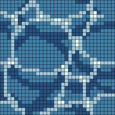 a blue and white mosaic tile pattern with clouds in the sky, as well as squares