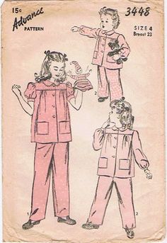 Babydoll Pajamas, Pajamas For Christmas, Pretty Pajamas, One Piece Frock, Radium Girls, Southern Preppy, Advance Patterns, Childrens Pyjamas, Vintage Childrens Clothing