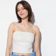 This Is A White Nwt Uniqlo Airism Tube Tank Top With Built-In Bra. Perfect For Any Weather, Travel, Or Layering. Packaged And Shipped From A No-Pet And No-Smoking Home. Tube Tank Top, Uniqlo Airism, Uniqlo Tops, Uniqlo Women, Uniqlo, Layering, Built In, Color White, Tank Top