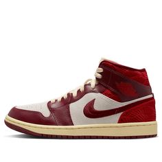 DZ2820-601 Logo Wings, Red Wing Logo, Sneakers Drawing, Original Air Jordans, Jordan Sneaker, Air Jordan 1 Mid Se, Nike Air Jordan 1 Mid, Team Red, Maroon Leather