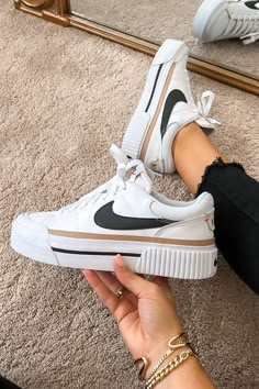 Mid Rise Super Skinny Jean curated on LTK Womens Nike Sneakers Trendy, Tan Nike Shoes Outfit, Womens Sneakers Trendy, Work Outfit With Nike Sneakers, Cute Sneakers For Women Nike, Trendy Womens Shoes 2023, Relaxed Outfits Women Fall, Sneaker Shorts Outfits Women, Women’s Nike Shoes Outfit