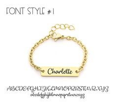 Shiny Gold Stainless Steel Baby Bracelet Designed by YOU! Any names and or date. Choose your font and heart available Permanent engraving Sturdy, smooth metal STAINLESS STEEL WILL NEVER RUST OR TARNISH A few notes! Every metal piece of this item is made with stainless steel. You never have to worry about it rusting or changing color. Each piece comes with a shiny mirror finish. Jewelry polishing cloths will remove minor scratches that can appear over time from normal wear. SIZE INFO** XSmall - 4 Custom Name Charm Bracelet For Personalized Gift, Custom Name Adjustable Bracelet For Mother's Day, Adjustable Custom Name Bracelet For Mother's Day, Mother's Day Adjustable Bracelet With Custom Name, Adjustable Custom Name Bracelet For Personalized Gift, Custom Name Adjustable Bracelet As Personalized Gift, Custom Name Adjustable Bracelet For Personalized Gift, Customized Nameplate Charm Bracelet For Personalized Gift, Adjustable Nameplate Charm Bracelet