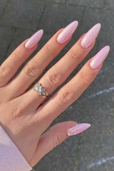 Almond Nails Pink, Pink Chrome Nails, Almond Acrylic Nails, Nail Swag, Pink Nail, Pink Acrylic Nails