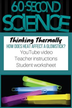 a poster with the words 60 second science and how does heat effect glowsticks work?