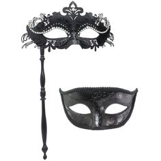 PRICES MAY VARY. Package Includes: 2 masks,Masquerade Mask with Holding Stick, one is metal with lace edging sequins, the other is plastic with lace edge Size: Metal: W 20cm* H 10 cm/ 7.9”*3.9”; Plastic: W17cm * H 8cm/ 6.7”*3.1” One size fits most. Comfortable, Lightweight, Universal-fitting design. No flaking of paint, no messy excess glue residue, and no discoloration The plastic mask can be hand adjusted for a better fit and with the straps to keep in position. The metal one is made with ligh Gothic Masks For Carnival Party, Gothic Masks For Mardi Gras Theater, Gothic Masks And Prosthetics For Carnival Theater, Gothic Masks For Theater And Mardi Gras, Gothic Masks For Mardi Gras Carnival, Couples Masquerade Masks, Mardi Gras Masks, Venetian Masquerade Masks, Plastic Mask