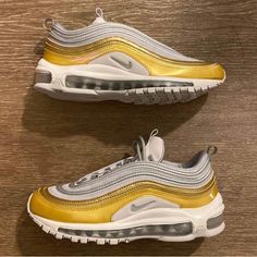 Nike Air Max 97, 6.5, Silver/Gold, Nwt, Originally Box Included Shoes Nike Air, Nike Air Max 97, Shoes Nike, Sneakers Fashion, Air Max, Nike Air Max, Nike Shoes, Nike Women, Silver Gold