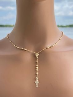 Gold Filled  Rosary Necklace * Gold Rosary * Catholic Jewelry *Confirmation* Anniversary Gift * Dainty Necklace * 18K Gold Filled * Handmade Gold Catholic Jewelry, Rosary Jewelry Aesthetic, Spiritual Gold Lariat Jewelry, Gold Necklace Ideas, Gold Rosary Necklace, Ethereal Jewelry, Rosary Jewelry, Gold Rosary, Silver Bracelets For Women