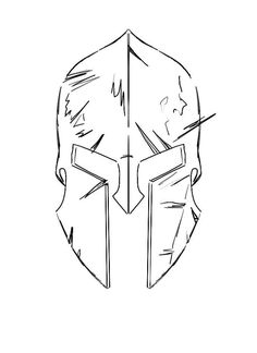 a drawing of a helmet that is drawn in the style of a spartan's head