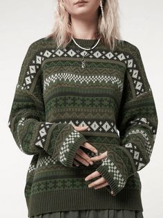 Loose Jumper, Street Punk, Vintage Preppy, Punk Vintage, Oversize Casual, Cozy Knit Sweater, Jacquard Sweater, Fairy Grunge, Sweaters Online