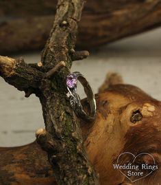 Branch and leaves engagement ring with amethyst, Unique silver engagement ring, Amethyst tree ring, Birthstone ring, Leaves engagement ring, Gift for bride ■ All my rings are only crafted with the finest of recycled metals DETAILS: Central gemstone - 6*4mm Natural Amethyst, weight approx. 0.39ct. Additional stones - Cubic Zirconia (2pcs) Metal - Sterling Silver Dimensions - width 5mm (0.196 in.), band width - 2mm (0.078 in.) Finish - shiny and oxidize (shiny at your request) Please choose your r Mystical Amethyst Promise Ring, Mystical Amethyst Rings For Gift, Mystical Silver Amethyst Ring, Fairy Engagement Ring Amethyst, Ornate Silver Amethyst Ring For Gifts, Filigree Wedding Band, Branch Engagement Ring, Emerald Band, Vine Ring