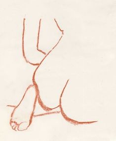 a red pencil drawing of a person's legs