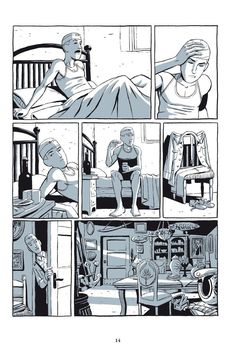 a comic strip with an image of a woman in bed