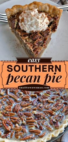 an easy southern pecan pie recipe on a plate