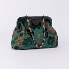 Burnout Velvet Jade Green Alma Evening Clutch Carpet Bag of America front side Gladstone Bag, Large Travel Bag, Work Tote Bag, Burnout Velvet, Carpet Bag, Mens Travel Bag, Work Tote, Checkbook Cover, Everyday Tote