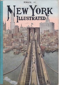 an advertisement for the new york illustrated magazine, with people walking across it in front of a cityscape