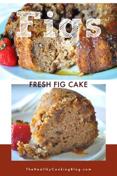 two pictures with the words floss and fresh fig cake