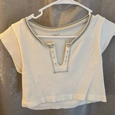 Never Worn! So Cute! Offer And Bundle! White Cropped Casual Tops, Urban Outfitters White Short Sleeve Crop Top, White Short Sleeve Crop Top By Urban Outfitters, Fitted White Top From Urban Outfitters, Fitted White Top By Urban Outfitters, White Cropped Tops For Day Out, Casual White Crop Top, Urban Outfitters White V-neck Tops, White Crop Top From Urban Outfitters