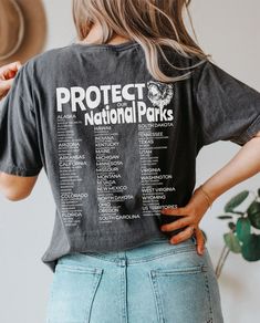 ✓ 62 National Parks Shirt ✓ Hipster Aesthetic Hiking Retro Shirt ✓ Granola Girl Aesthetic T-shirt   🤩About: Made to order just for you, this National Park Shirt is printed on a super soft trendy Comfort Colors t shirt dyed to fade slightly with each wash, giving your premium quality tee the look and feel of a vintage t shirt that will last for years!  The Comfort Colors special dyeing process reduces shrinkage by 99% and gives every tee its own personality.  Oversized Comfort Colors Shirts are trending! Make sure to get yours right away! Looking for a customized item? Please, contact me. I'll be happy to make you something unique! :) 🤩Size guide: For an oversized super trendy look, up a size or 2 from your original size. The size chart is available in the photos section. 🤩Care Instructi Oversized Grunge Tops With Letter Print, Oversized Grunge Top With Letter Print, Grunge Relaxed Fit Top With Letter Print, Grunge Slogan Top With Relaxed Fit, Grunge Style Slogan Top With Relaxed Fit, Grunge Slogan Short Sleeve Tops, Soft-washed Grunge Style Top For Everyday, Grunge Style Tops With Screen Print And Relaxed Fit, Grunge Relaxed Fit Top With Screen Print