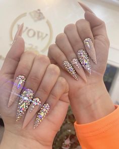 Rave Nails, Stilleto Nails Designs, Plain Nails, Fancy Nails Designs, Ombre Acrylic Nails, Nails Design With Rhinestones, Stiletto Nails Designs, Simple Acrylic Nails, Pretty Nail Designs