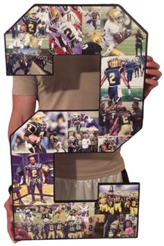 the letter e is made up of photos of football players and their names on it