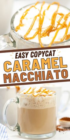 an easy copycat caramel machchato recipe is shown