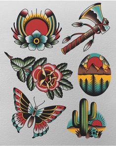 an assortment of tattoos on a piece of paper