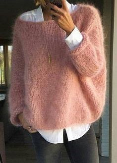 Strikkeopskrift Oversize Sweater, Pull Mohair, Mohair Jumpers, Pull Oversize, Winter Pullover, Boatneck Sweater, Fuzzy Sweater, Brigitte Bardot, 가을 패션