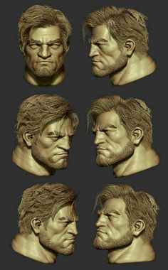 several different angles of the face of a man