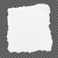 a piece of white paper with torn edges on a gray and black checkered background