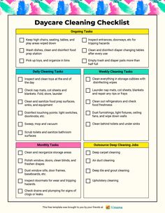 a printable day care cleaning checklist