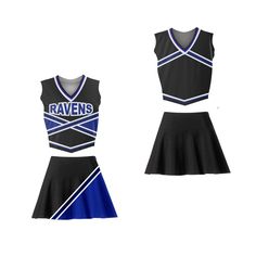 PRICES MAY VARY. One Tree Ravens Cheerleader Uniform Set Stitch SM-2XL small
BUST: 26-28" WAIST: 24-25" TOP LENGTH:16" SKIRT LENGTH: 12" MEDIUM
BUST: 32-33" WAIST: 28-29" TOP LENGTH:18" SKIRT LENGTH: 13" LARGE
BUST: 36-37" WAIST: 32-33" TOP LENGTH:19" SKIRT LENGTH: 14" XL 
BUST: 40-41" WAIST: 36-37" TOP LENGTH:20" SKIRT LENGTH: 15" 
2XL
BUST: 44-45" WAIST: 40-41" TOP LENGTH:21" SKIRT LENGTH: 16" Tree Hill Ravens, Ravens Cheerleaders, Cheerleader Skirt, Koral Activewear, Cheerleader Costume, Cheer Uniform, Cheerleading Outfits, Tree Hill, One Tree Hill