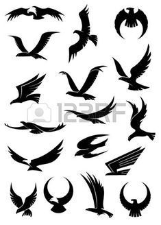 black and white silhouettes of birds flying