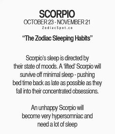 the zodiac sleeping habit is written in black and white