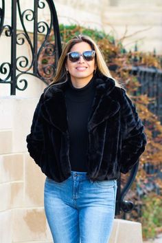 Luxurious, super soft and cozy! This faux fur coat is definitely a show-stopping piece! -Color: Black -Allover faux fur -Long sleeves; Hand pockets -Lined; Straight he -Content: 100% Polyester -Hand wash cold/Line dry -Imported -Runs true to size -Model is 5'5" 36-30-40 and wearing a size Small Black Fur Coat Outfit Street Style, Coat Outfit Street Style, Black Fur Coat Outfit, Fur Coat Outfit, Outfit Street Style, Hot Pink Shirt, Black Fur Coat, Coat Outfits, Pink Shirt