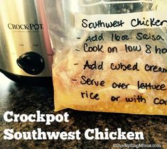 crockpot southwest chicken recipe in front of an instant pressure cooker with instructions