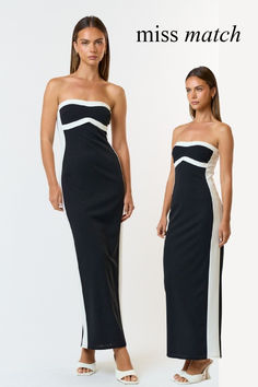 Show off your sophisticated flair in this saucy sleeveless stunner! The Courtney Bodycon Maxi Dress details a sweetheart neckline, sleeveless cut, and back zipper that's complete with a sultry back slit. All are meticulously crafted in a classic black hue with a white trim. Amp up the look with your favorite accessories and heels for date night! Long Flowy Dresses, Maxi Dresses Long Sleeve, Long Sleeve Maxi Dresses, Maxi Dresses Summer, Women's Maxi Dresses, Floral Maxi Dresses