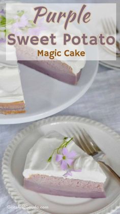 Purple Sweet Potato Magic Cake is made from one thin batter and magically creates a 3 layer purple dessert! The magic happens in the oven! Make it with purple sweet potatoes or ube powder (purple yams)-or even orange sweet potatoes.