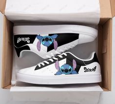 Stitch Ss Cusotm Shoes 037 Lightweight construction with breathable mesh fabric provides a comfortable and flawless fit. Stitch Sneakers, Shoes Stitch, Stitch T Shirt, Stitch Converse Shoes, Stitch Shoes, Stitch Shoes Cheap, Stitch Clothes Size 6, Stitch Shop, Dinosaur Print