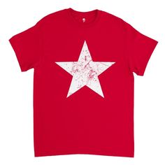 T-shirt Big Star Distressed Shirt Star Shirt Independence - Etsy Relaxed Fit Short Sleeve Tops With Star Logo, Cotton Short Sleeve T-shirt With Star Print, Graphic Tee With Star Logo Short Sleeve, Casual Independence Day T-shirt With Star Print, Graphic Tee Shirt With Star Print And Crew Neck, Red Cotton Band Merch Shirt, Red Short Sleeve Top With Star Print, Cotton Short Sleeve Shirt With Star Print, Cotton T-shirt With Star Logo