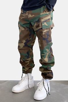 Cinch Leg Camo Cargo Pants – ENSLAVED Colored Camo Cargo Pants Men, Combat Cotton Trousers, Combat Style Cotton Trousers, Fitted Combat Bottoms With Cargo Pockets, Military Bottoms With Side Pockets For Streetwear, Military High Waist Bottoms For Streetwear, Military Style Bottoms With Side Pockets For Streetwear, High Waist Military Style Bottoms For Streetwear, Cotton Combat Style Full Length Pants