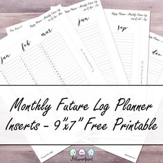 the free printable mother's future log planner inserts are on top of each other