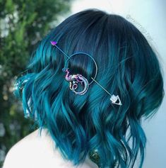 Blue Hair Short, Hair Color Ideas Short Hair, Short Haircuts Ideas, Hair Levels, Bob Haircuts For Fine Hair, Bob Haircuts With Bangs, Hair Short Bob, Hair Colour Design, Pulp Riot Hair Color