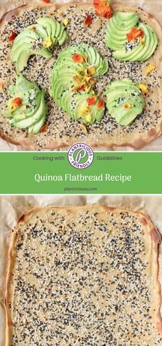 an image of quinoa flatbread recipe with avocado and poppy seeds