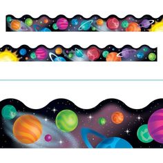 the outer planets wallpaper border is shown in two different colors and sizes, with space around them