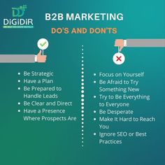 b2b marketing do's and don'ts info sheet with hand pointing at each other