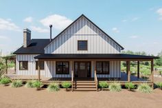 this is an artist's rendering of a modern farmhouse