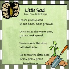 a little seed poem with an image of a plant growing out of the ground and a knife