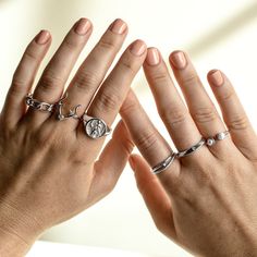 Sizing: Recommended to size up if you are a half-size Metal: Sterling Silver Ring Width: 5mm Ring Height: 3mm Sizes: Whole sizes 4 to 10 Antler Ring, Twisted Metal, Blood Diamond, Twist Ring, Ring Size Guide, Metal Bands, Antlers, Sterling Silver Ring, Moonstone