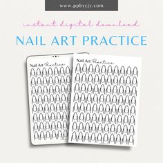 Elevate your nail art skills to new heights with our Nail Art Practice Template, meticulously designed to help you master intricate designs and techniques with ease. Whether you're a seasoned nail artist or just starting out on your creative journey, this template is your essential tool for honing your craft, perfecting your skills, and unleashing your imagination onto your nails. Beautifully crafted templates featuring various nail shapes and sizes, from classic almond to trendy rounded. Each t Printable Nail Art Templates, Printable Nail Art, Nail Art Practice, Professional Manicure, Art Skills, Schedule Planner, New Nail Art, Manicures Designs, Art Template