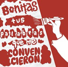 a red and white poster with the words bontass tus papabaas que me conven ceron